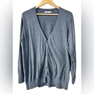 Old Navy Womens V Neck Sweater Size XXL Gray Button Up Preppy 100% Cotton
